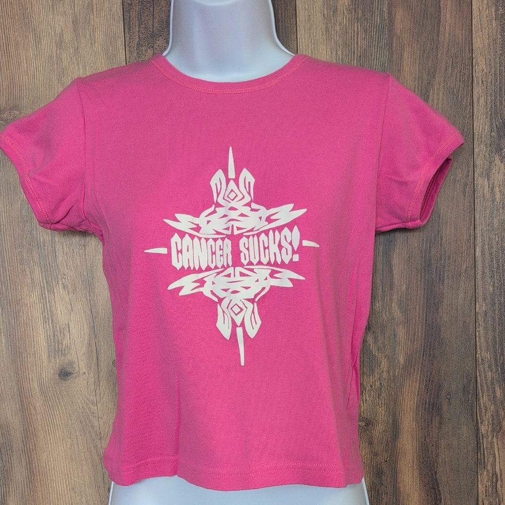 LAT Bold Pink Graphic "Cancer Sucks" Youth Tee L                     V233